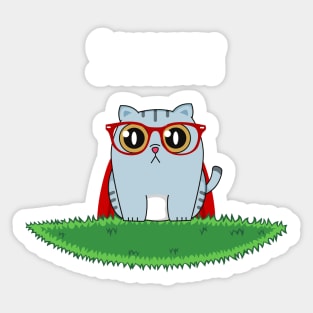 Superkitty Cute Cat with Glasses and Cape Sticker